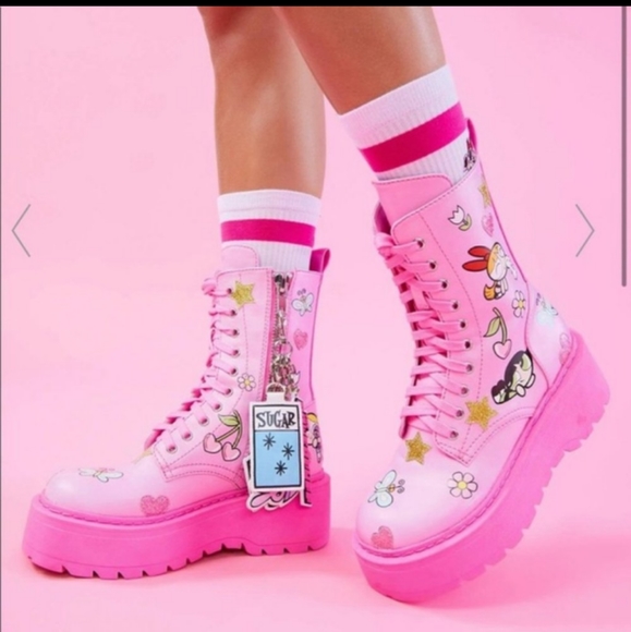 Dolls Kill Shoes Powerpuff Girls Pink Combat Boots Brand New Poshmark